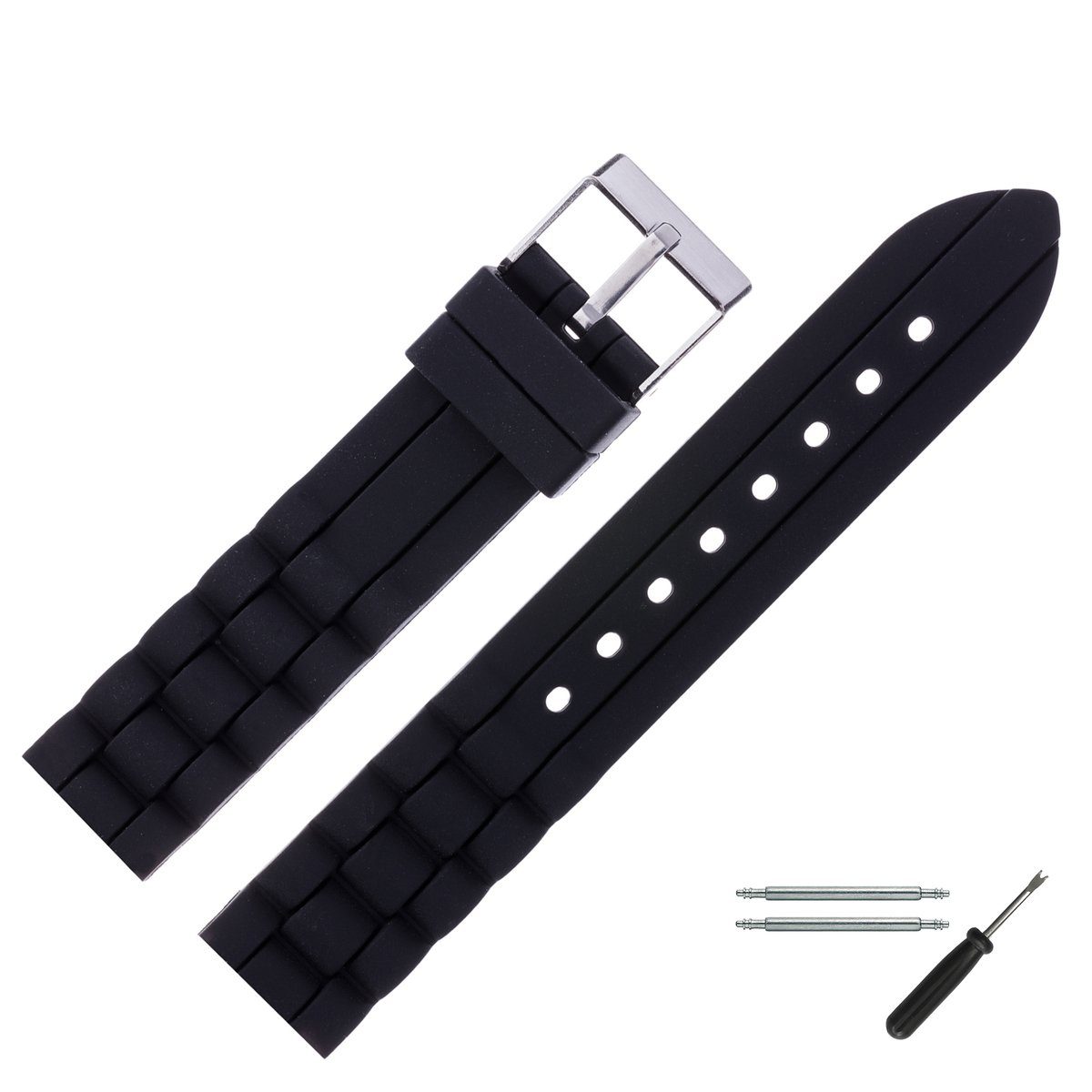 MARBURGER Uhrenarmband 18mm Kunststoff Silikon Schwarz günstig online kaufen