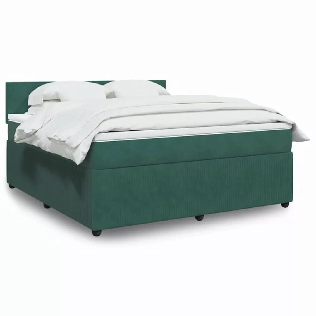 vidaXL Boxspringbett, Boxspringbett mit Matratze Dunkelgrün 180x200 cm Samt günstig online kaufen