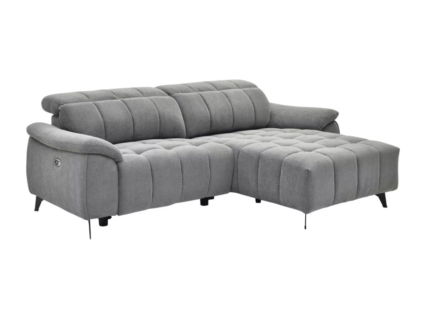 Eckrelaxsofa elektrisch - Ecke rechts - Strukturstoff - Grau - CELTIMO günstig online kaufen