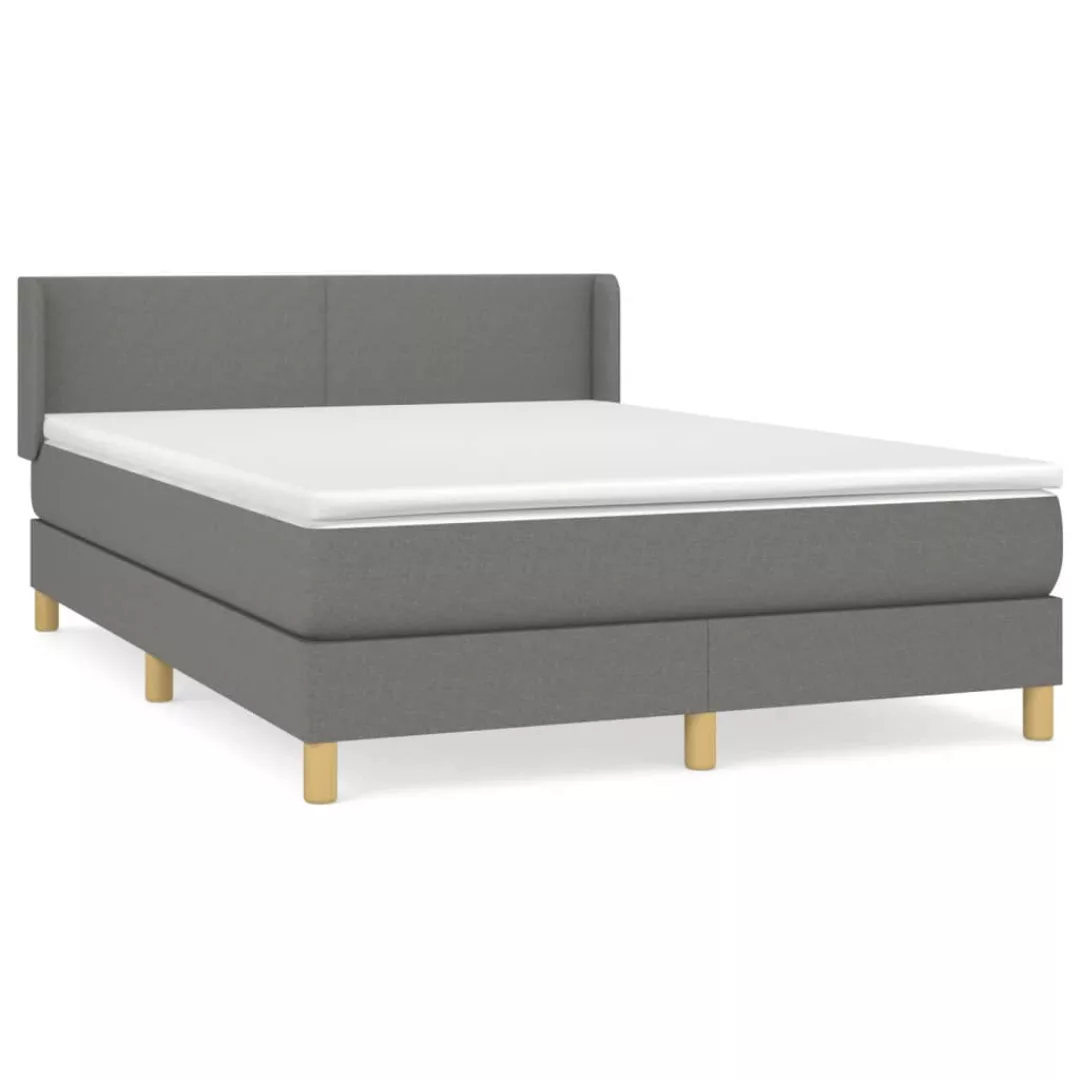 vidaXL Boxspringbett Boxspringbett mit Matratze Dunkelgrau 140x200 cm Stoff günstig online kaufen