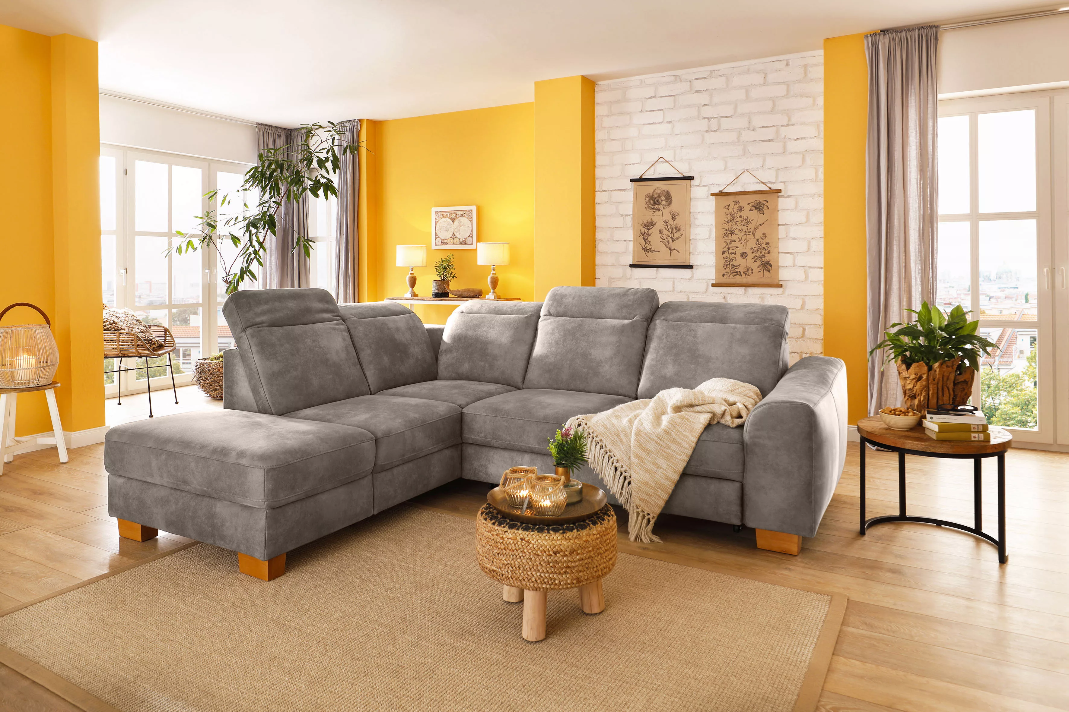 Home affaire Ecksofa »Dundee L-Form«, wahlweise mit Kopfteilverstellung und günstig online kaufen