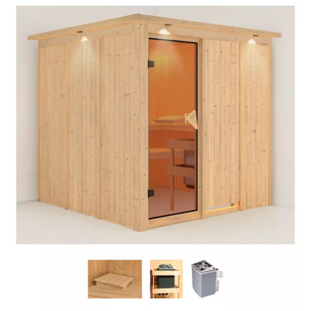 Karibu Sauna »Romina«, (Set), 9-kW-Ofen mit integrierter Steuerung günstig online kaufen