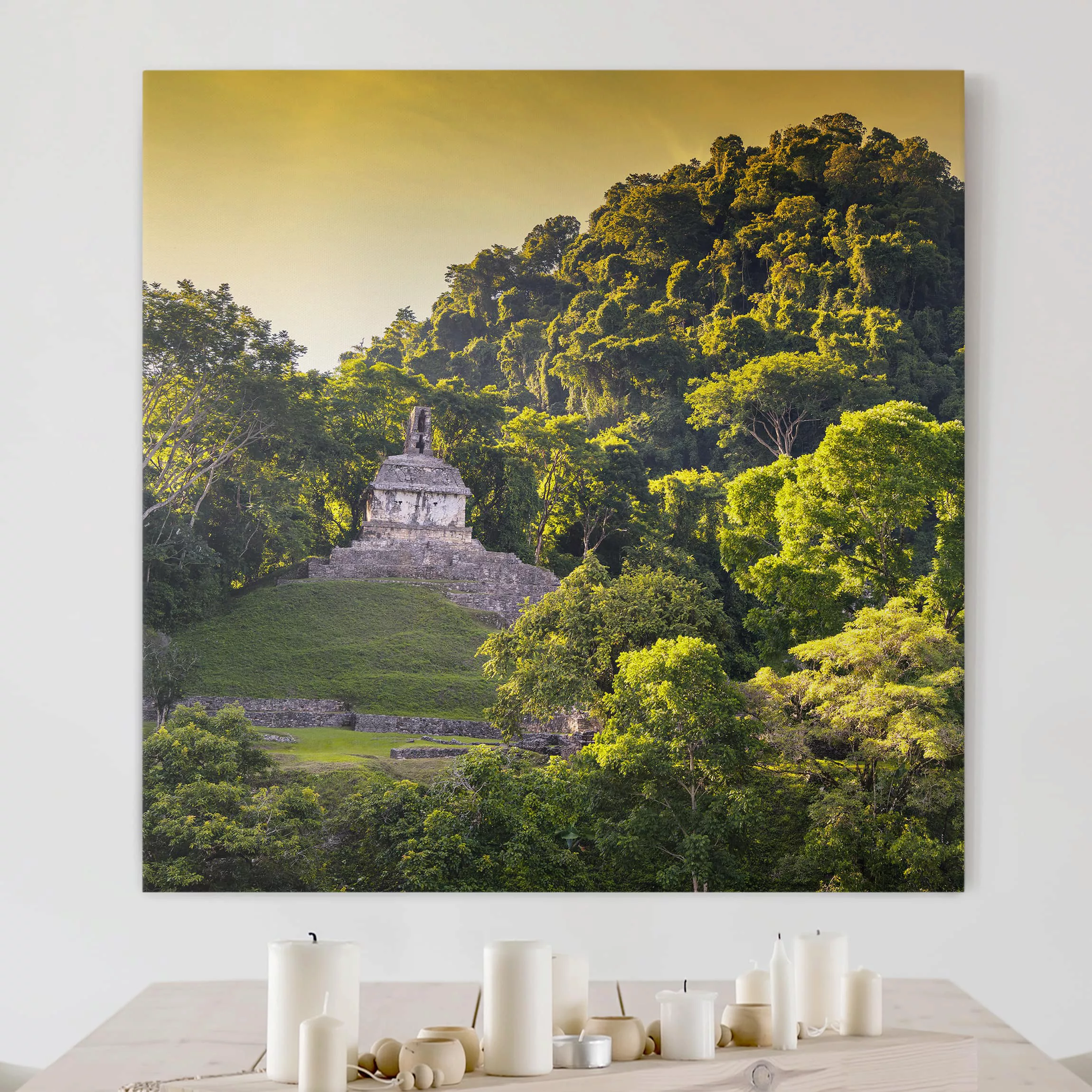 Leinwandbild Wald - Quadrat Maya Ruinen günstig online kaufen