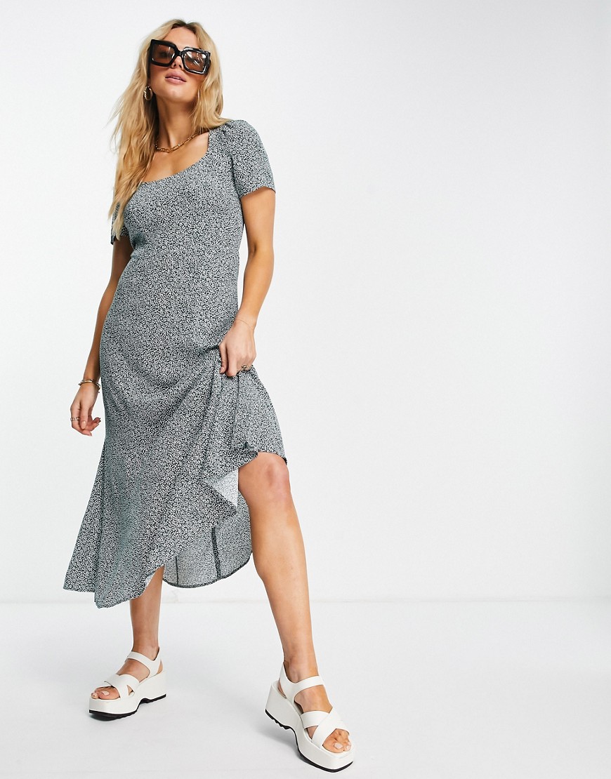 & Other Stories – Ecovero – Midikleid in Grün mit Blümchenmuster günstig online kaufen