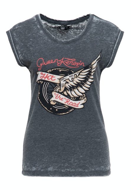 QueenKerosin Print-Shirt Hit the Road Wheel (1-tlg) mit Print günstig online kaufen