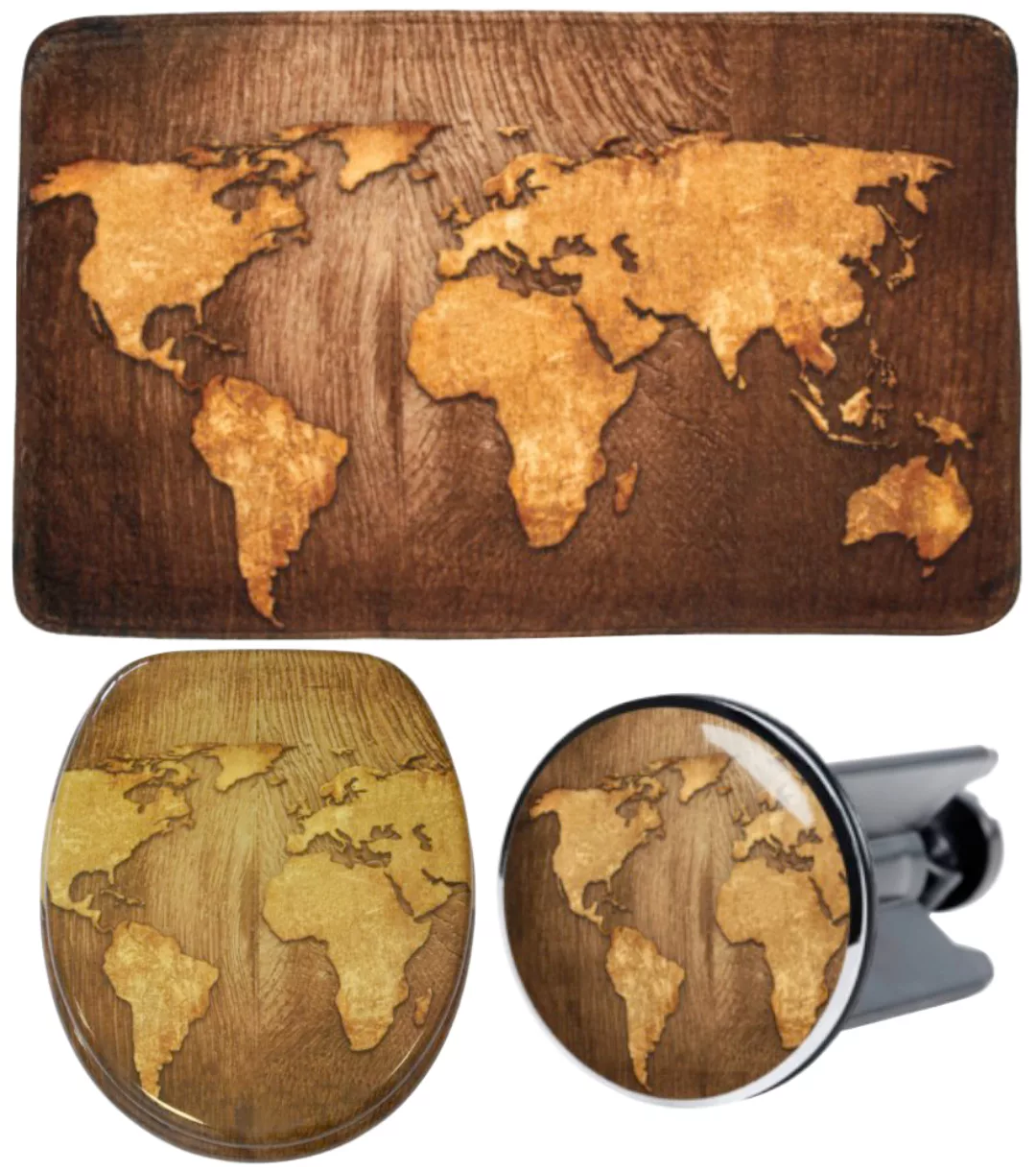 Sanilo Badaccessoire-Set "World Map", (Komplett-Set, 3 tlg.), bestehend aus günstig online kaufen