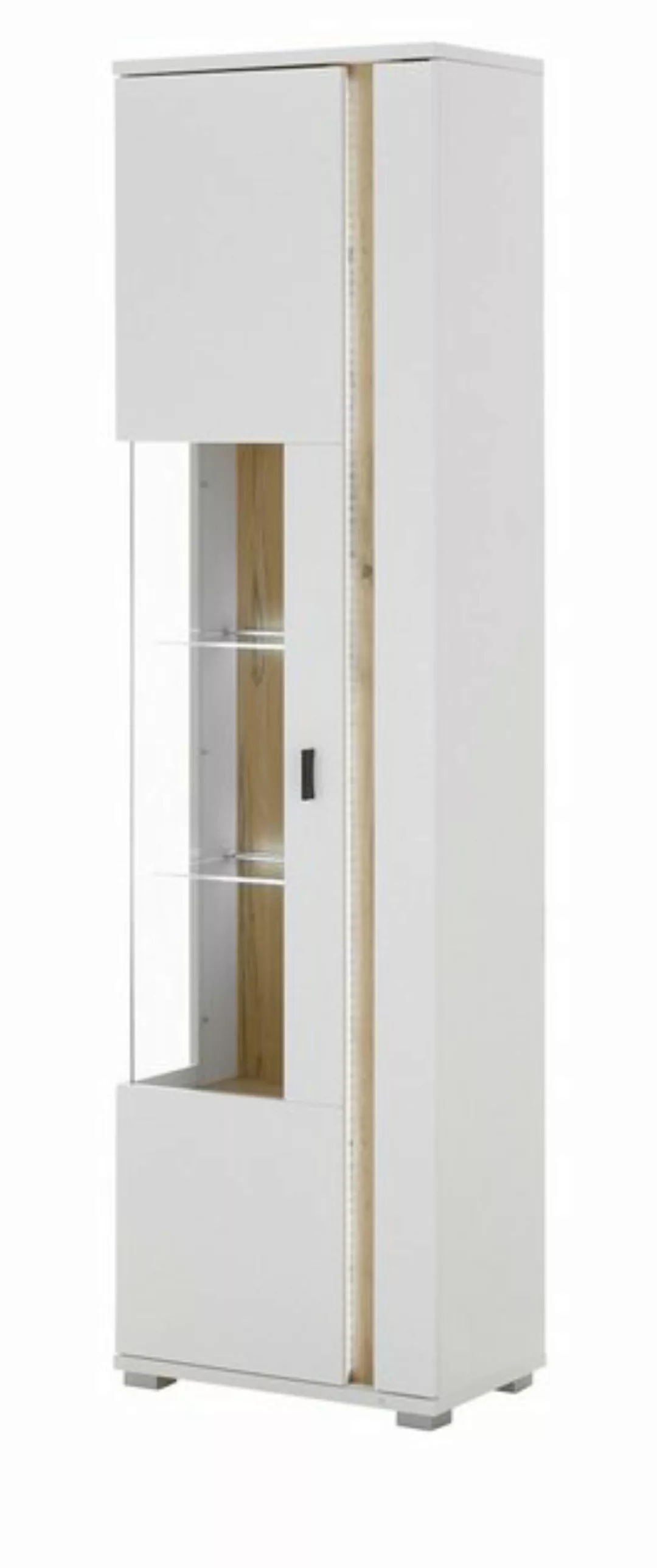 Furn.Design Stauraumvitrine Bellport (Vitrine in weiß mit Wotan Eiche, 55 x günstig online kaufen