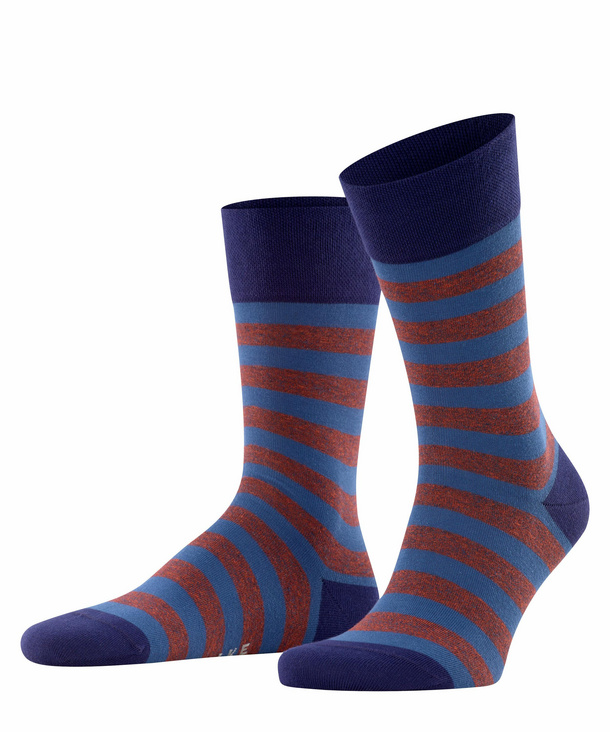FALKE Sensitive Mapped Line Herren Socken, 47-50, Blau, Streifen, Baumwolle günstig online kaufen