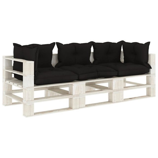 vidaXL Loungesofa Garten-Palettensofa 3-Sitzer mit schwarzen Kissen Holz, 1 günstig online kaufen