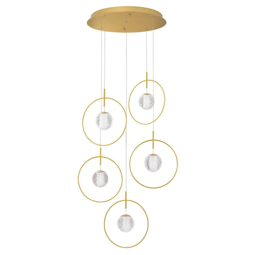 LED Pendelleuchte Atos in Gold 5x 6,4W 3925lm günstig online kaufen