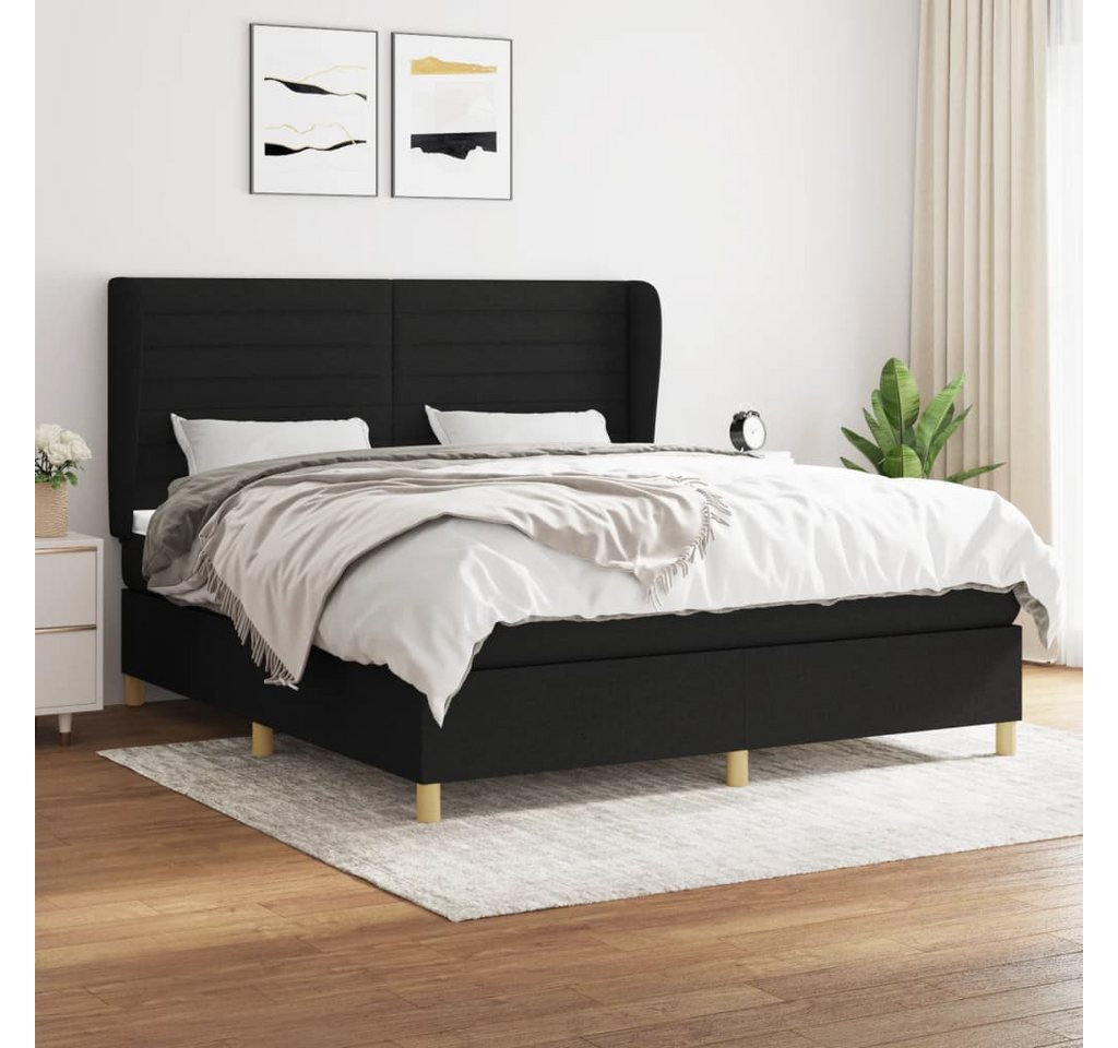 vidaXL Boxspringbett Boxspringbett mit Matratze Schwarz 180x200 cm Stoff Be günstig online kaufen