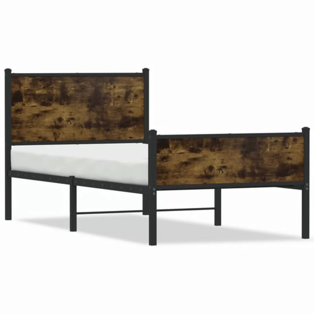 vidaXL Bett Metallbett ohne Matratze Räuchereiche 75x190 cm günstig online kaufen