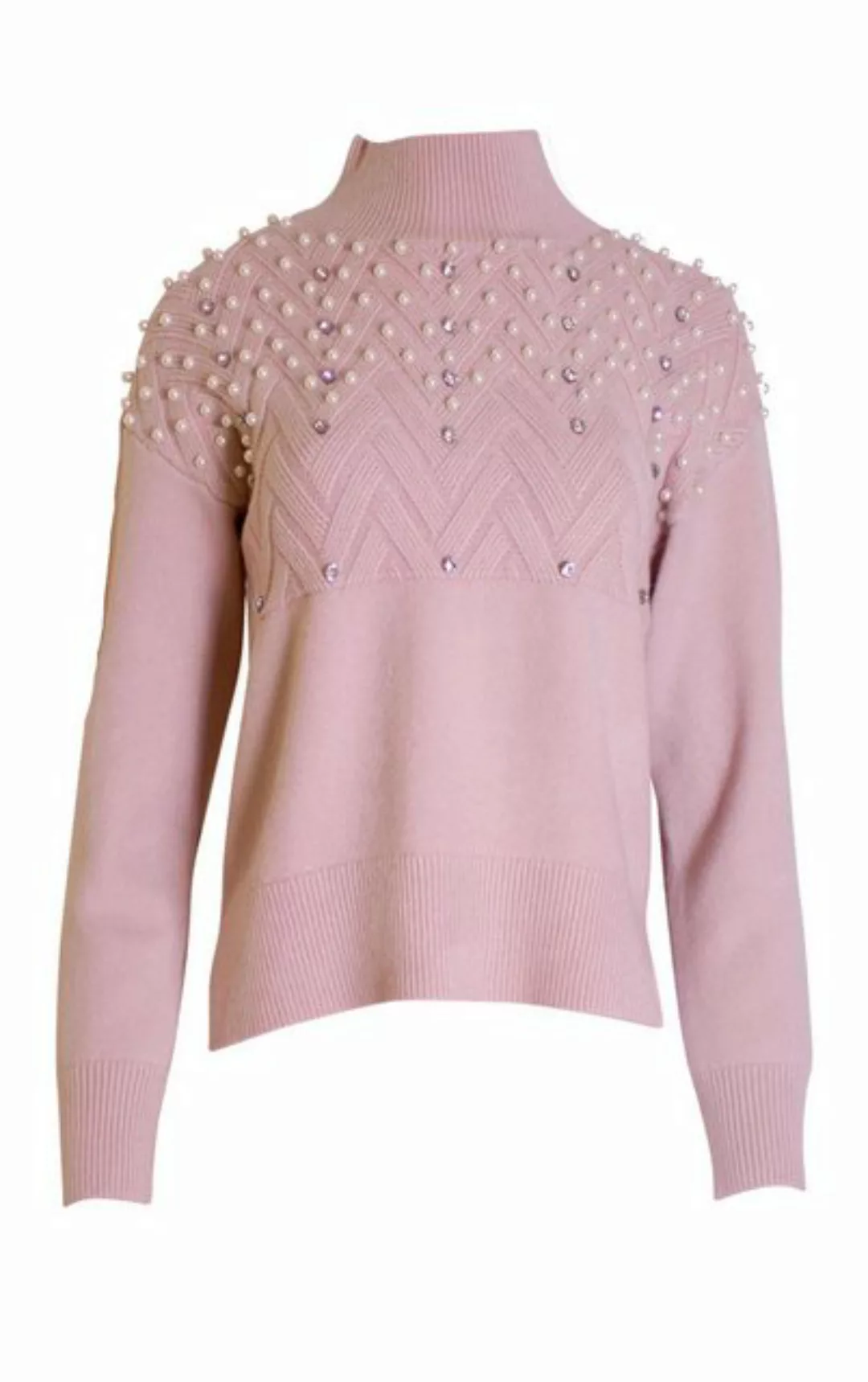 Passioni Strickpullover Pullover im Vokuhila-Stil mit Schmuck-Applikationen günstig online kaufen