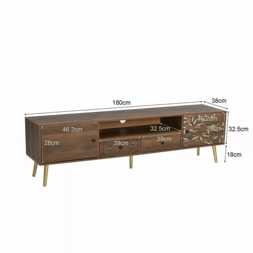 KoDise TV-Schrank TV-Sideboard 180x38x50.5cm Vintage Lowboards TV-Möbel Fer günstig online kaufen