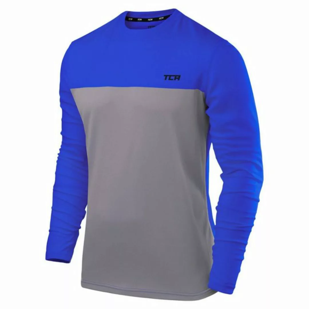 TCA Langarmshirt TCA Herren Langarm Laufshirt - Grau/Blau (1-tlg) günstig online kaufen