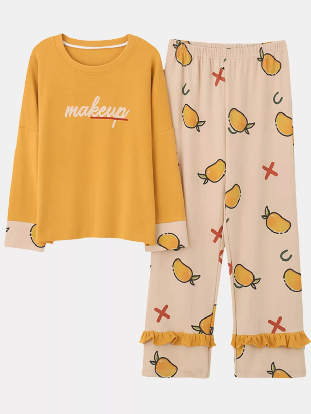 Damen Baumwollpyjamas Lange Sets Mango Cartoon Print Casula Nachtwäsche günstig online kaufen