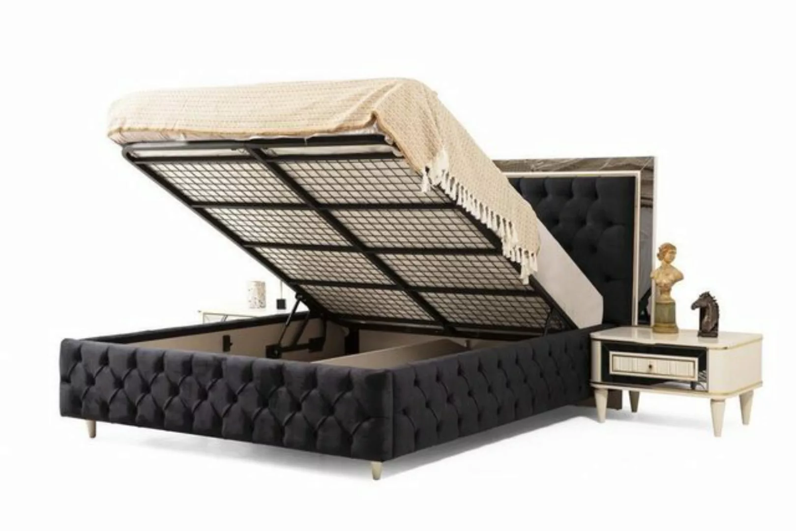 JVmoebel Bett Chesterfield Bett mit gepolstertem Design Luxus Doppel Hotelb günstig online kaufen