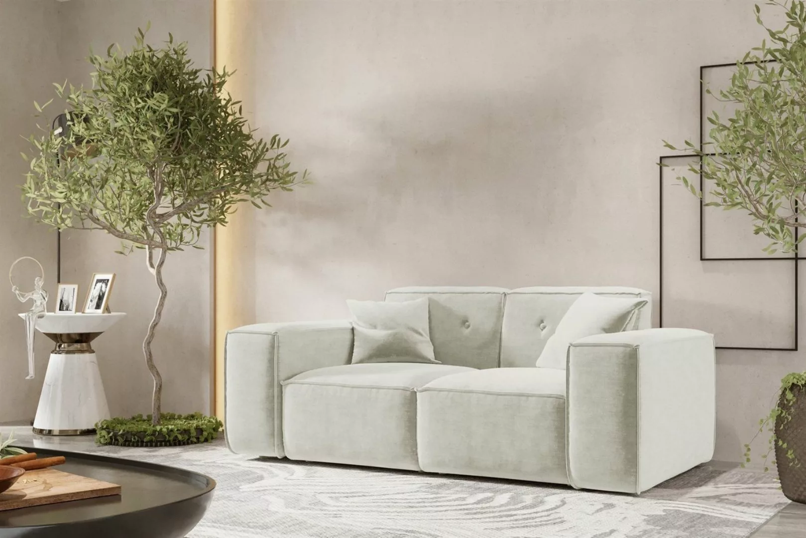 Fun Möbel Sofa Designersofa CESINA 2-Sitzer in Stoff, inkl. 2 Zierkissen, R günstig online kaufen