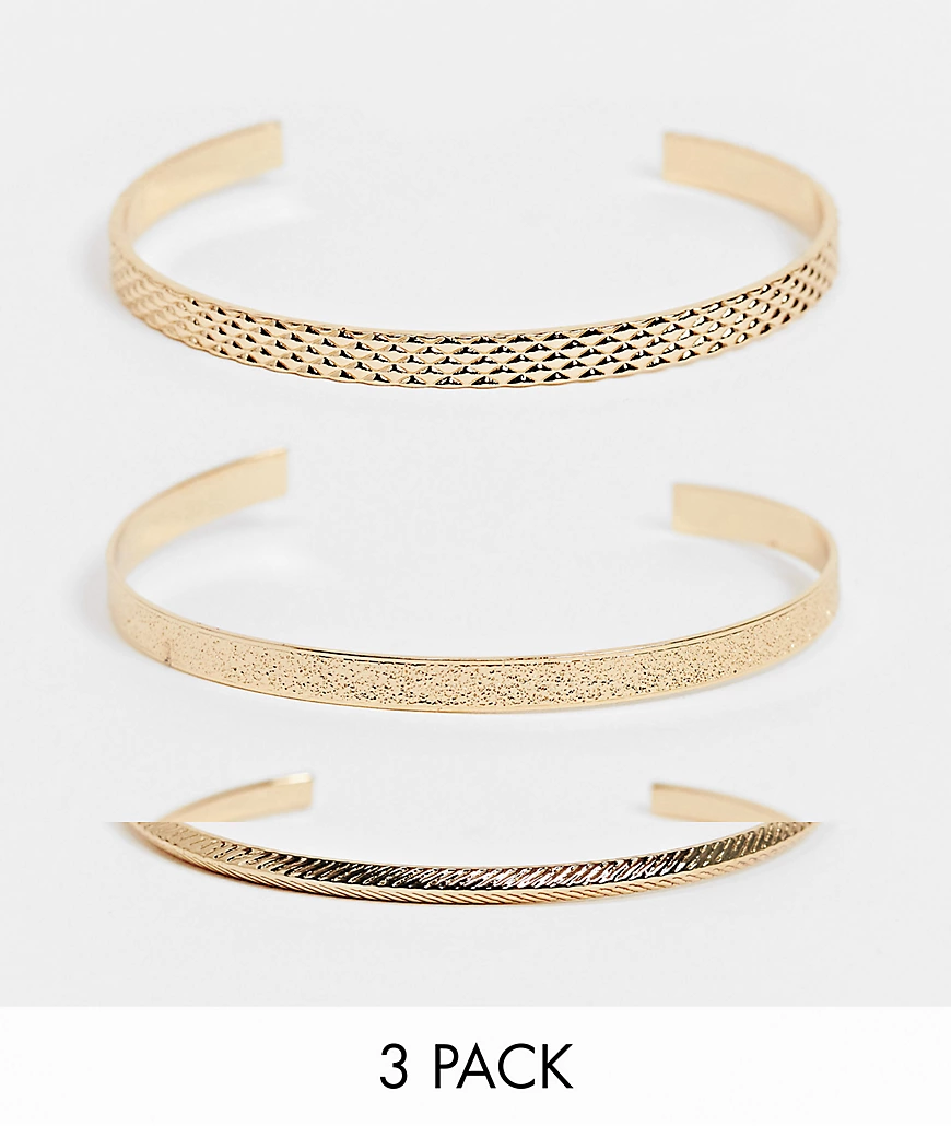 ASOS DESIGN – 3er-PAck Armbänder mit strukturiertem Design in Gold günstig online kaufen