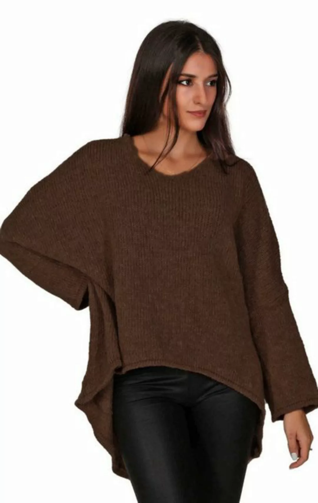 Charis Moda Strickpullover V-​Ausschnitt im Oversized Look vorne kurz hinte günstig online kaufen