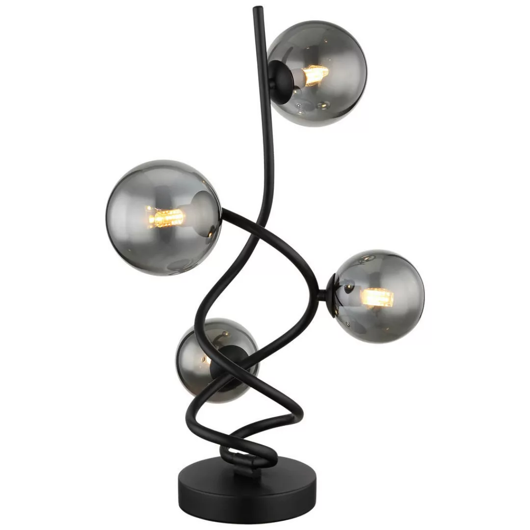 Globo LED-Tischleuchte Riha Ø 15 cm Metall Schwarz Matt günstig online kaufen