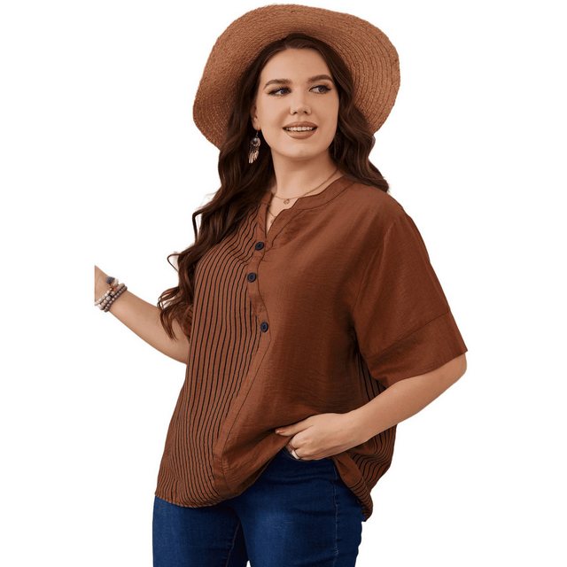 YRIIOMO T-Shirt Mode Plus Size Damen Streifen Kurzarm T-Shirt Oberteil günstig online kaufen