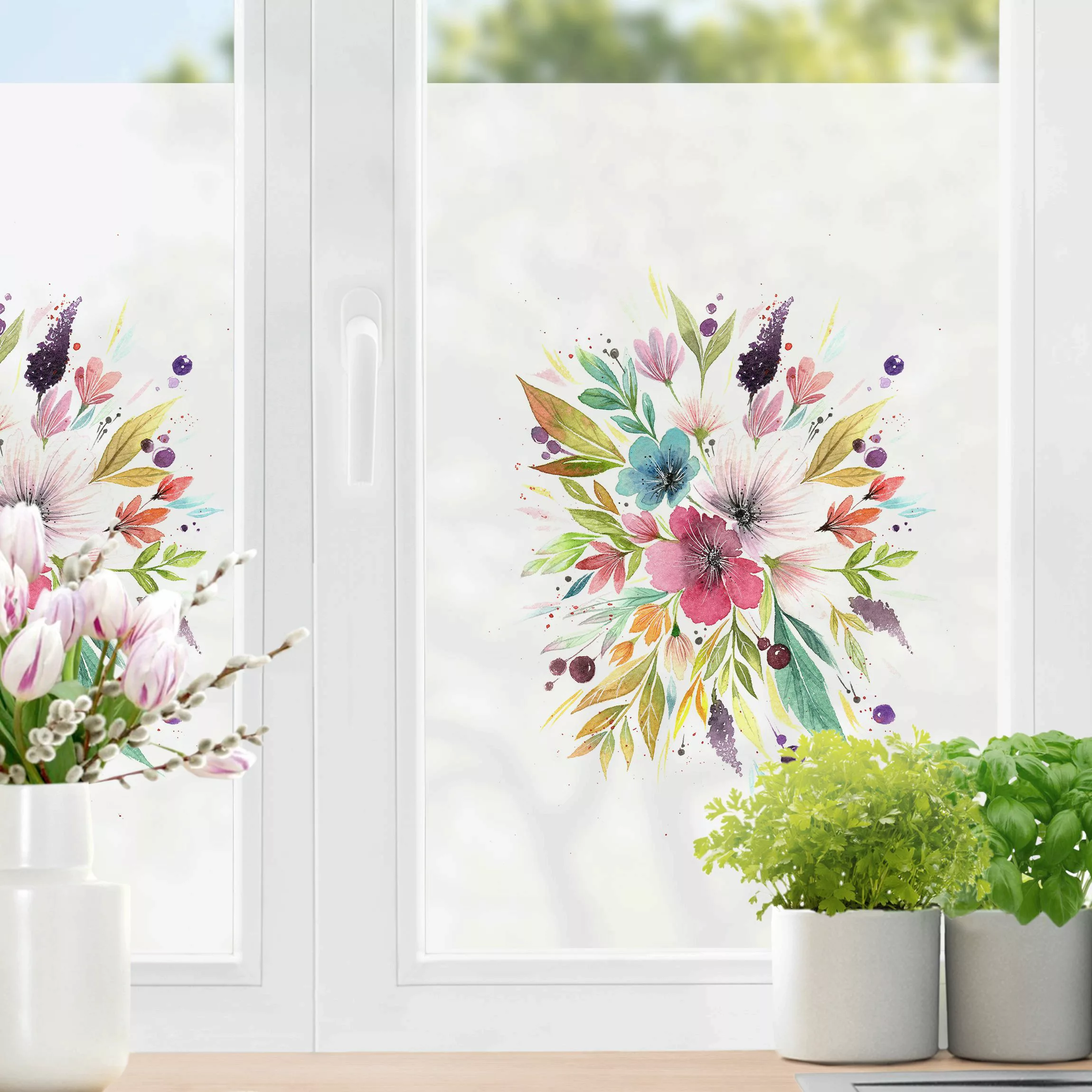 Fensterfolie Esther Meinl - Aquarell Bouquet im Frühling günstig online kaufen