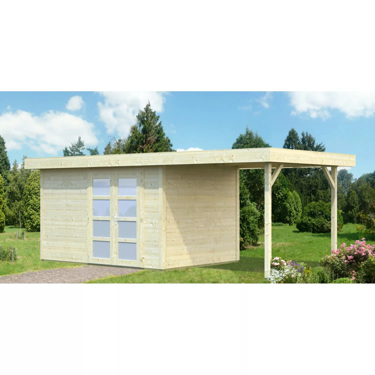 Palmako Gartenhaus "L ara", (Set), 8,4+5,9 m², mit Anbaudach günstig online kaufen