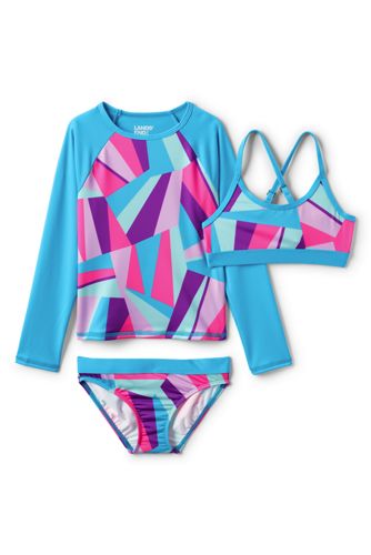 3-teiliges Set aus Badeshirt und Bikini, Größe: 128-134, Pink, Polyester-Mi günstig online kaufen