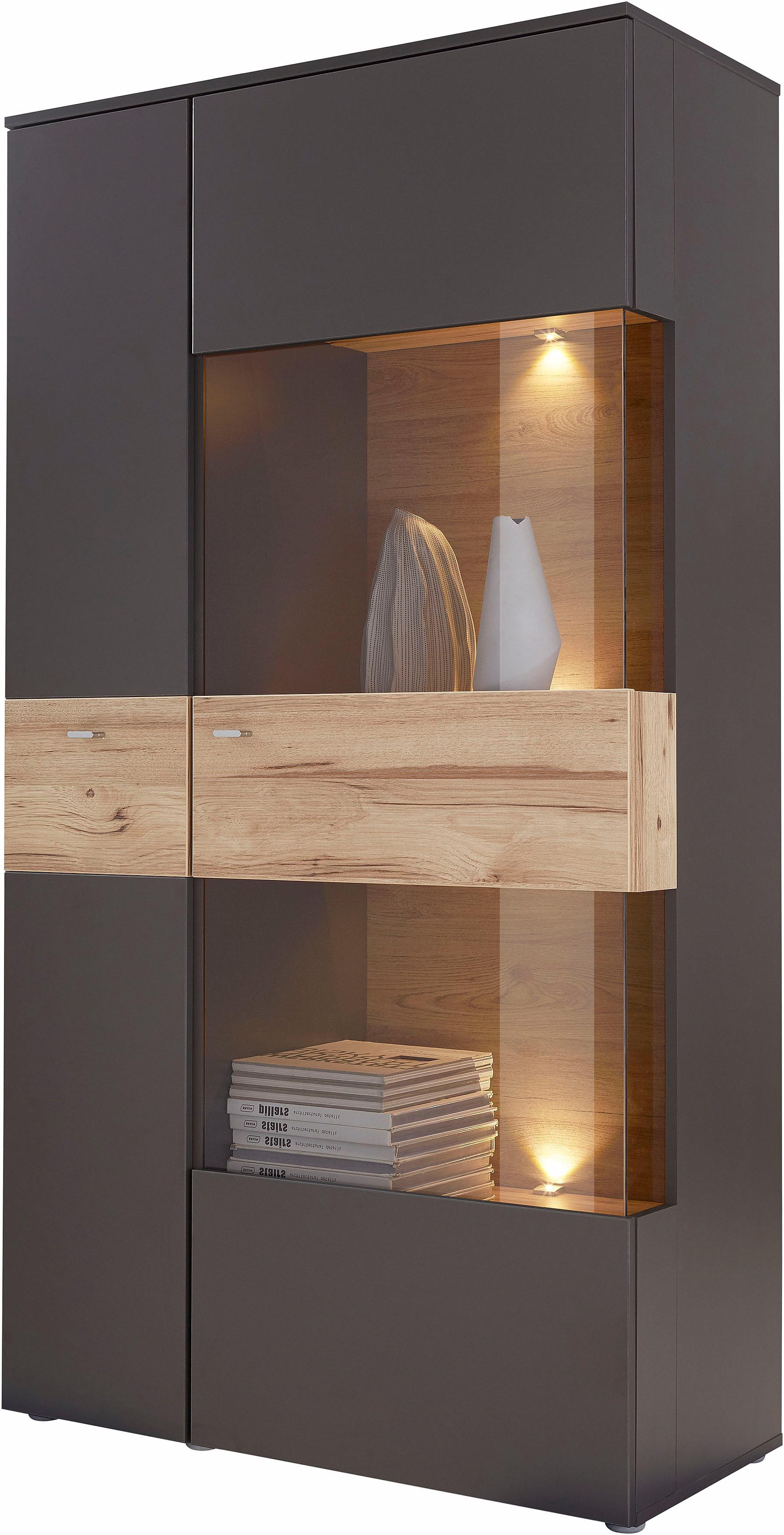 FORTE Vitrine "Como", Highboard, LED Beleuchtung Einlegeböden, Glastüre, So günstig online kaufen