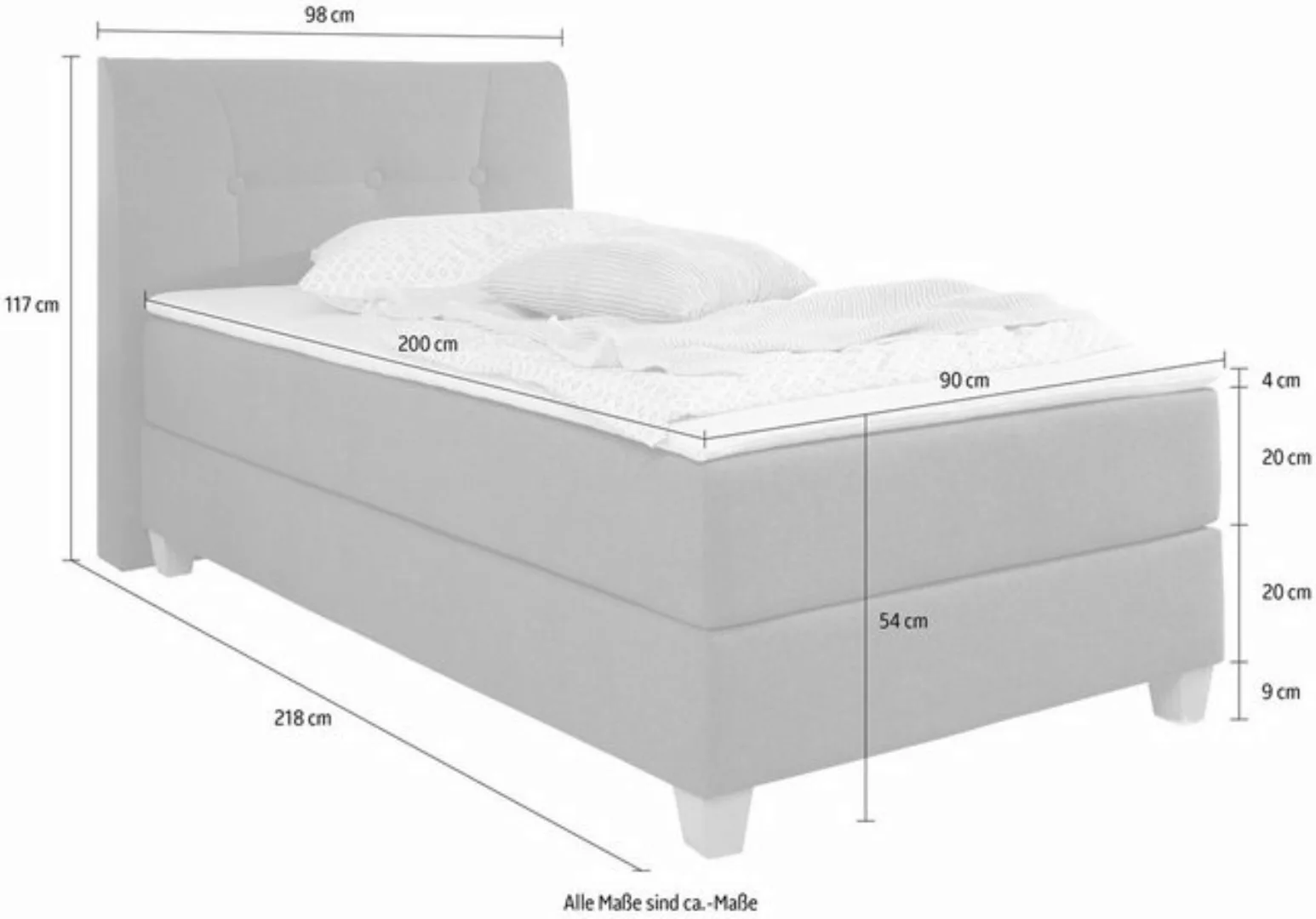 Home affaire Boxspringbett Calloway, inkl. Topper, XXL-Ausführung, in 4 Far günstig online kaufen