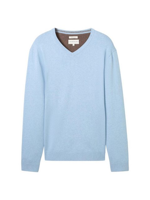 TOM TAILOR Sweatshirt basic v-neck knit, bright wave blue melange günstig online kaufen