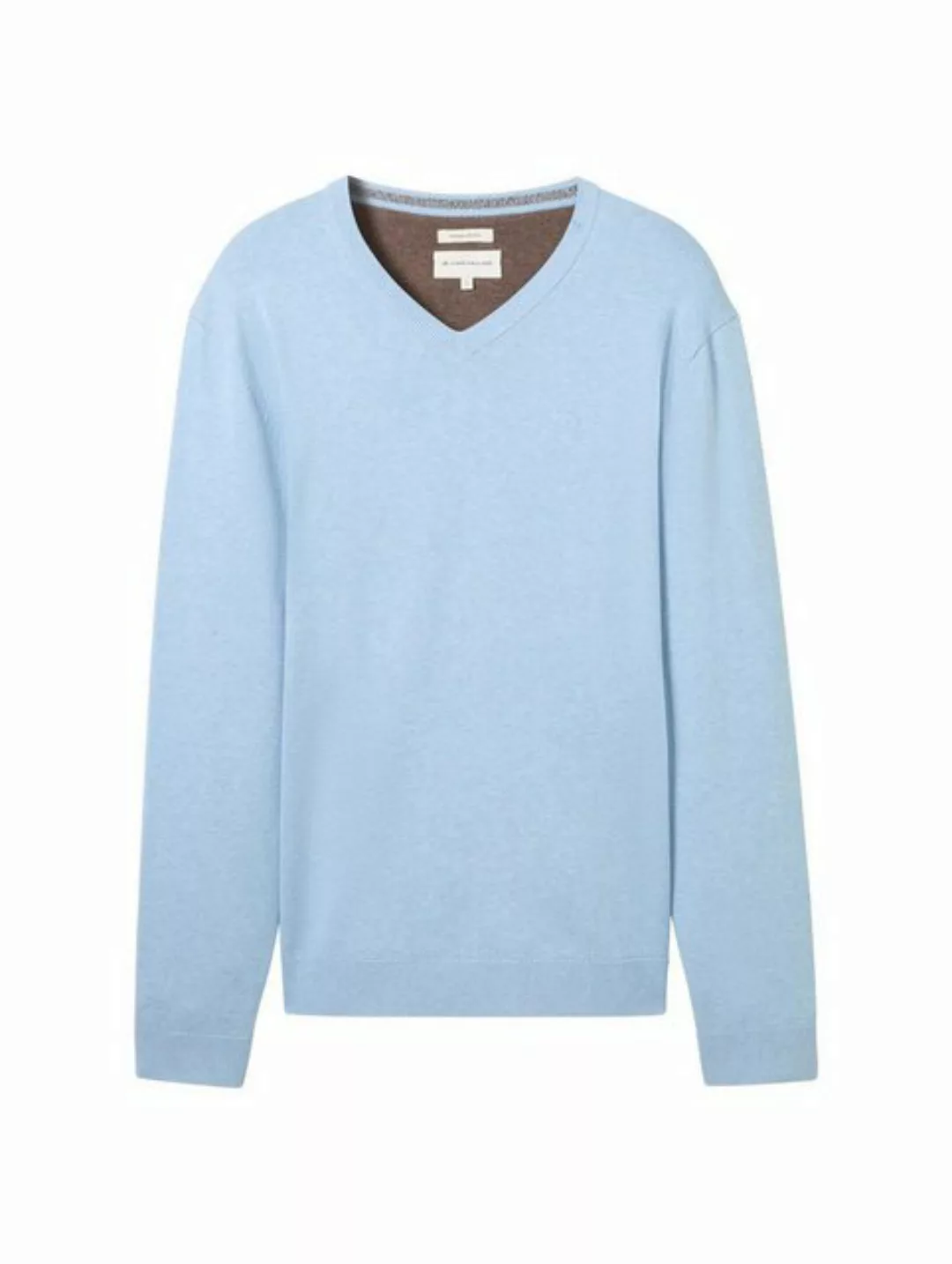 TOM TAILOR Strickpullover basic v-neck knit, bright wave blue melange günstig online kaufen