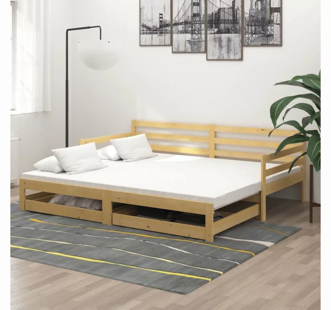 vidaXL Bett Ausziehbares Tagesbett 2x(90x200) cm Massivholz Kiefer günstig online kaufen