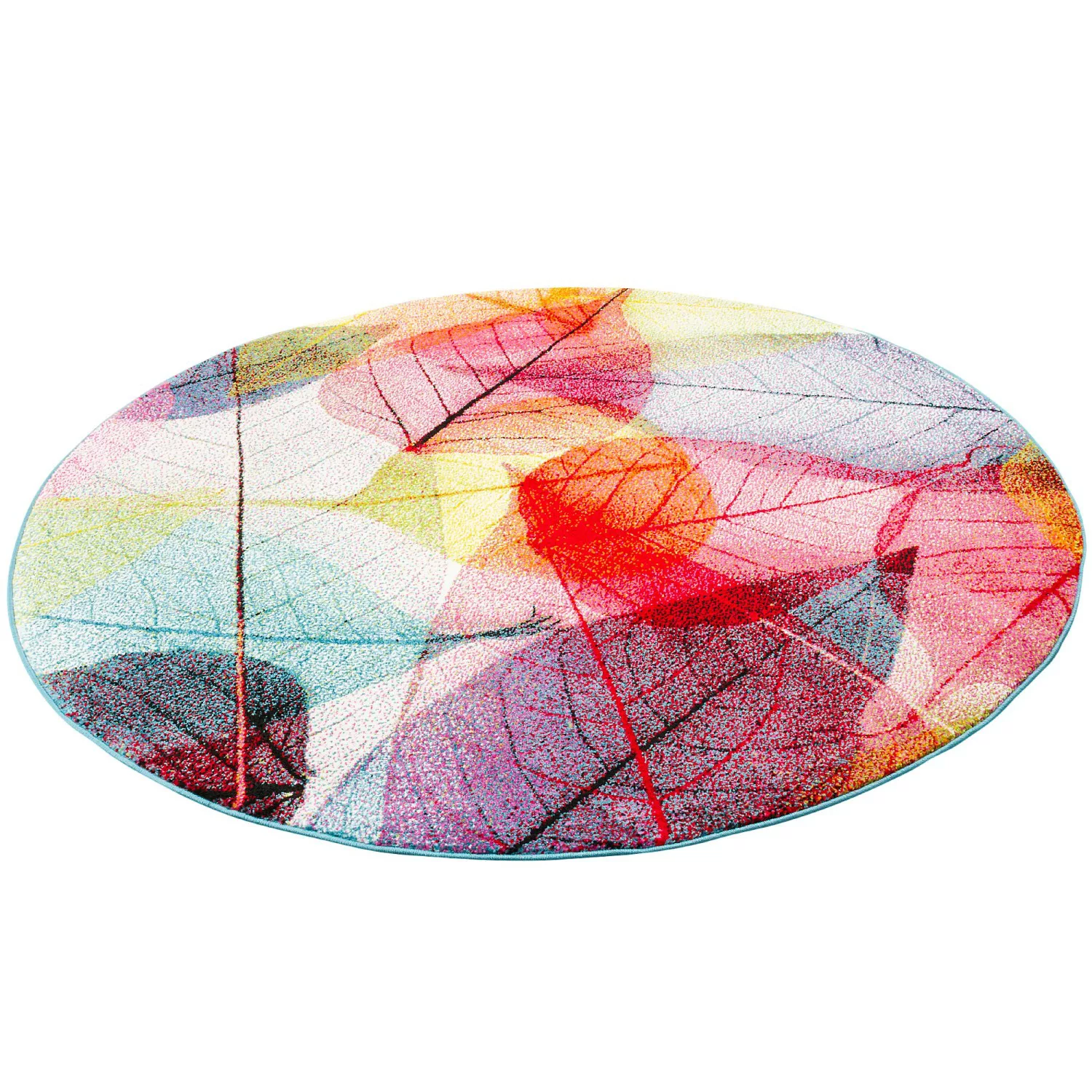 Pergamon Designer Teppich Faro Tropical Bunte Blätter Bunt 160cm Rund günstig online kaufen