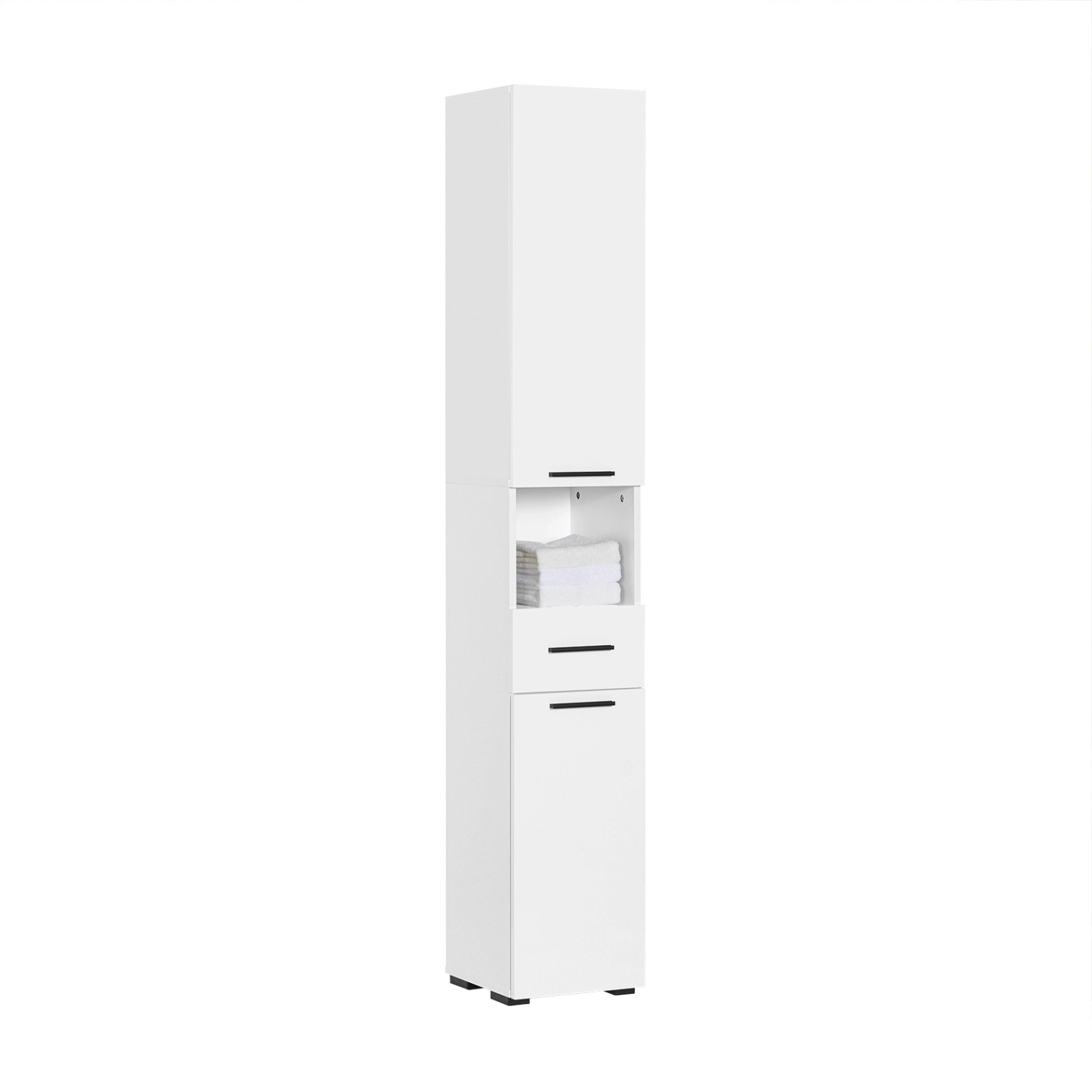 SoBuy Hochschrank mit 2 Türen und 6 Fächern Badezimmerschrank Weiß BZR166-W günstig online kaufen