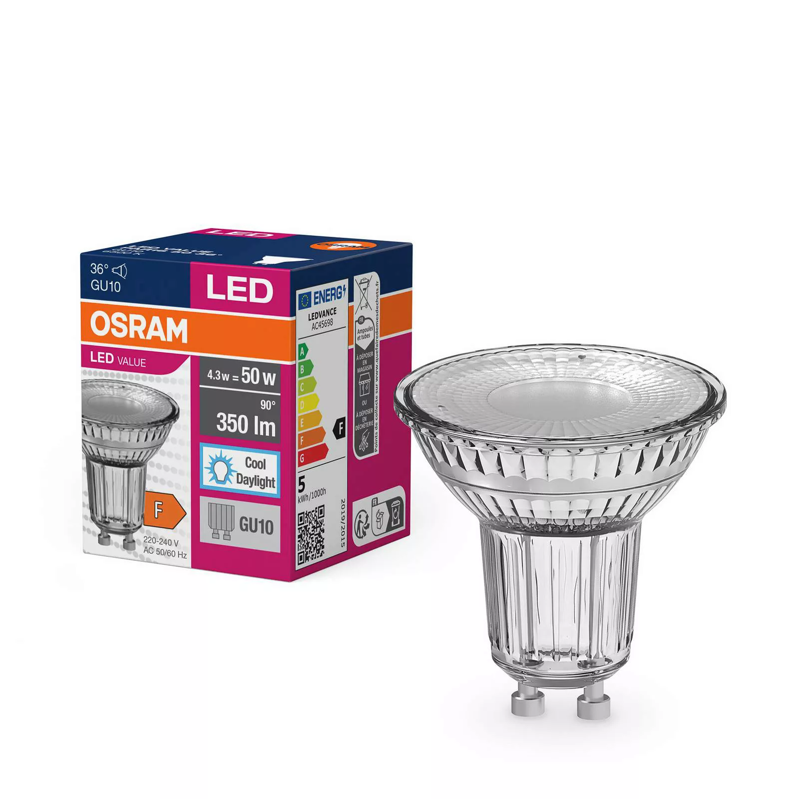 OSRAM LED-Leuchtmittel Reflektor GU10 4,3W 36° 865 klar günstig online kaufen