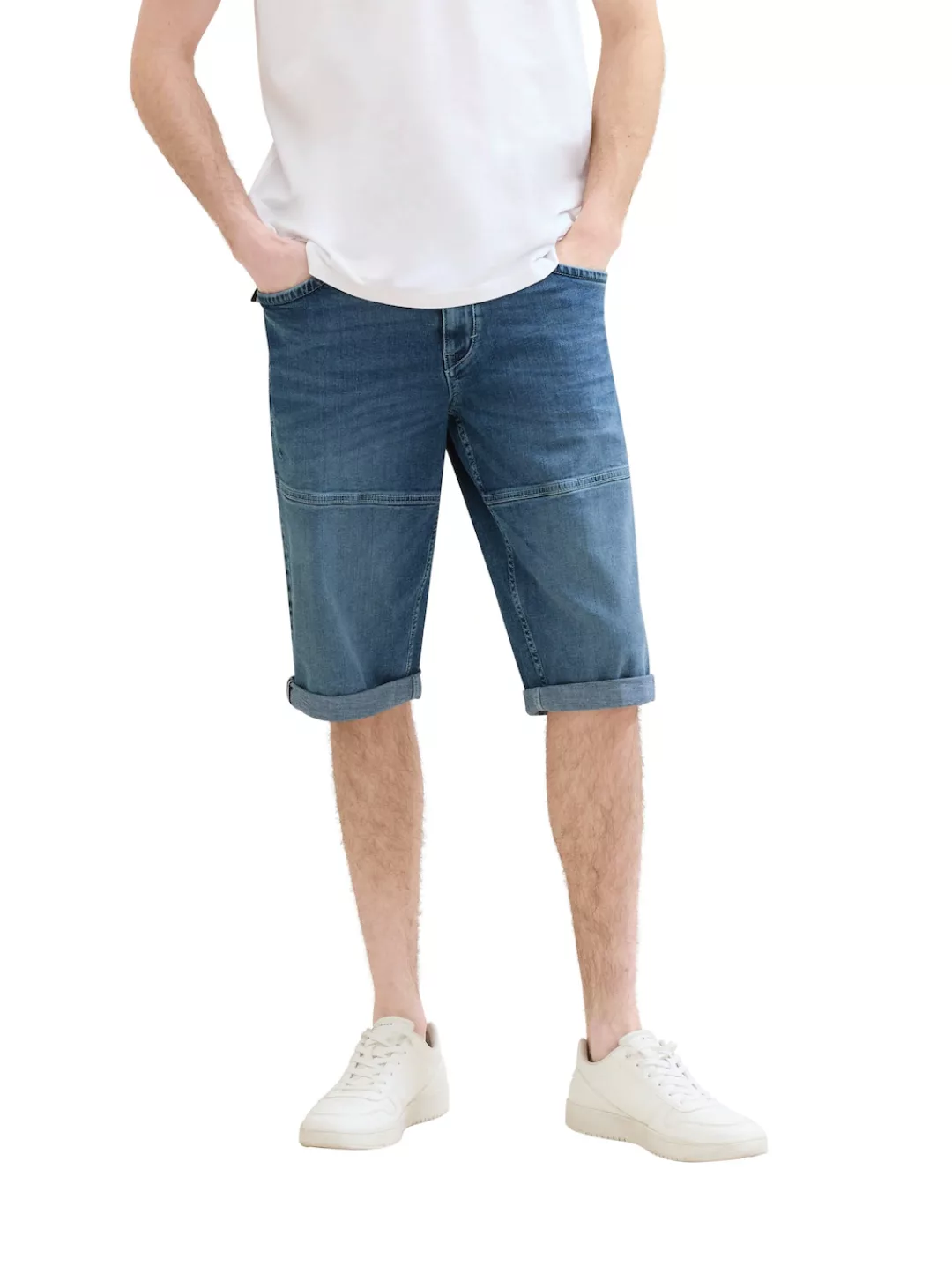 Tom Tailor Herren Bermuda Short MORRIS OVERKNEE Relaxed Blau Mid Stone Blue günstig online kaufen