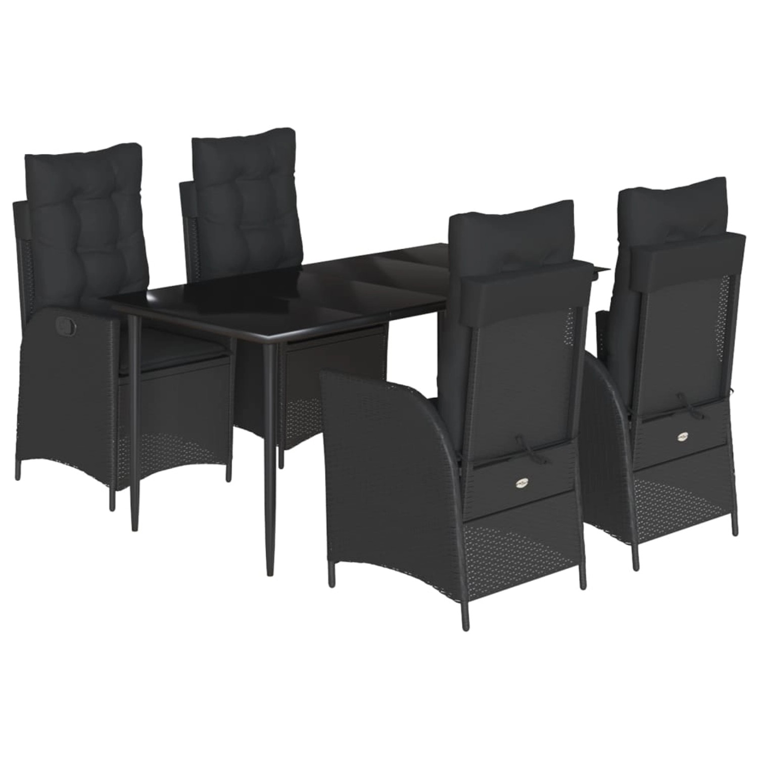 vidaXL 5-Tlg Garten-Essgruppe mit Kissen Schwarz Poly Rattan 3213178 günstig online kaufen
