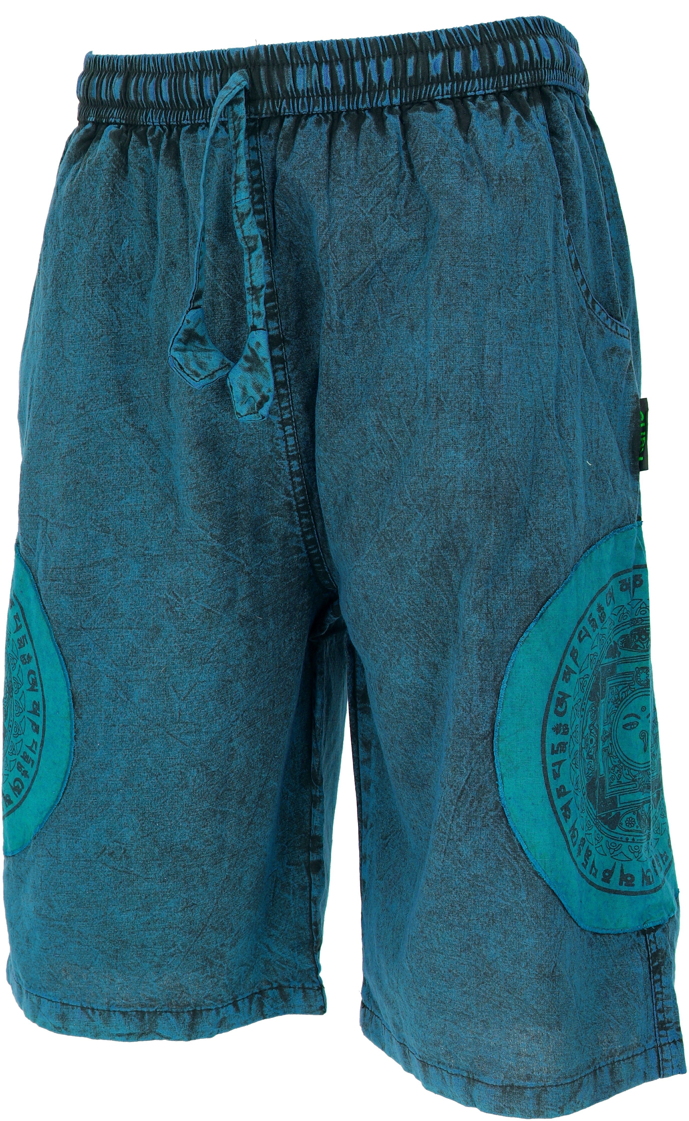 Guru-Shop Relaxhose Ethno Yogashorts, Stonwasch Patchwork günstig online kaufen
