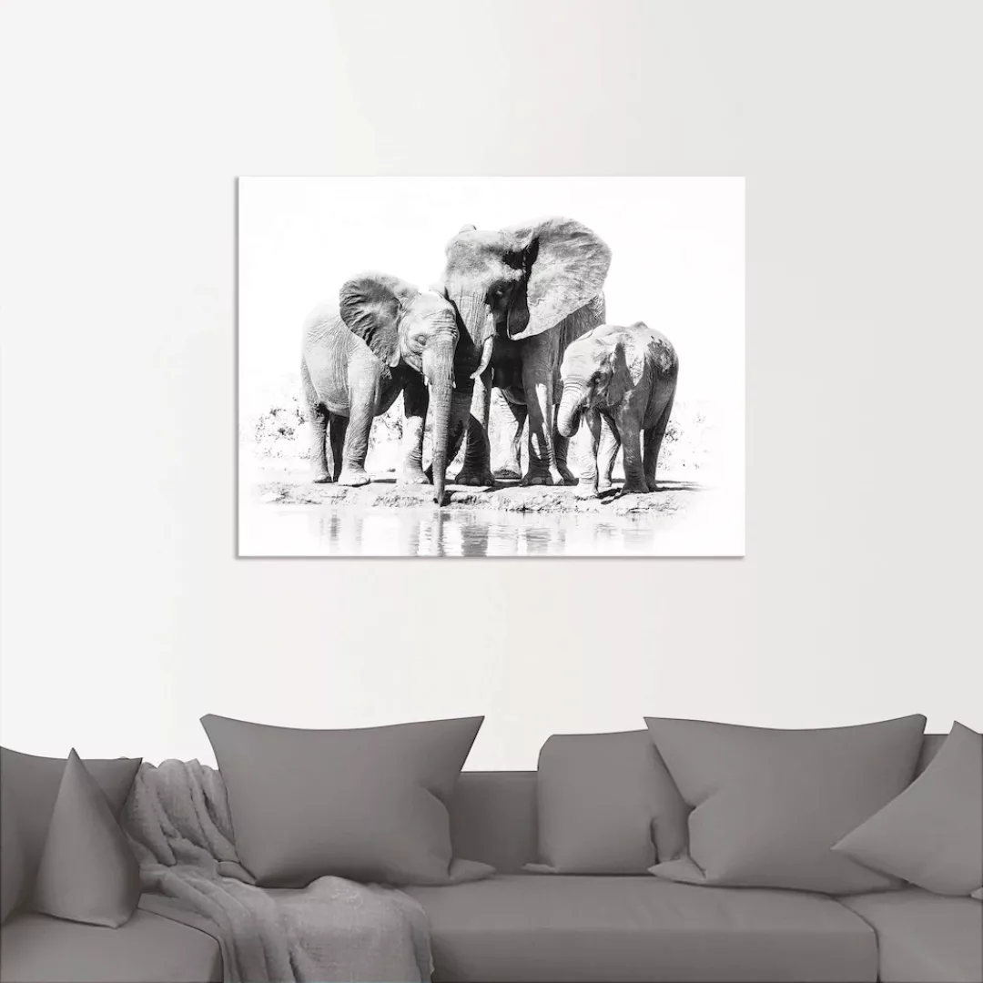 Artland Wandbild "Elefantenmutter mit Kindern", Elefanten Bilder, (1 St.), günstig online kaufen