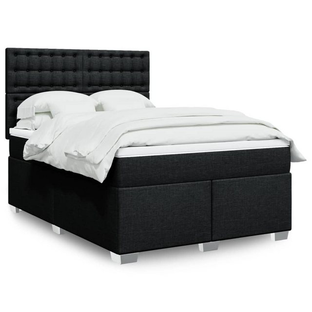 vidaXL Boxspringbett mit Matratze Schwarz 140x200 cm Stoff2100022 günstig online kaufen