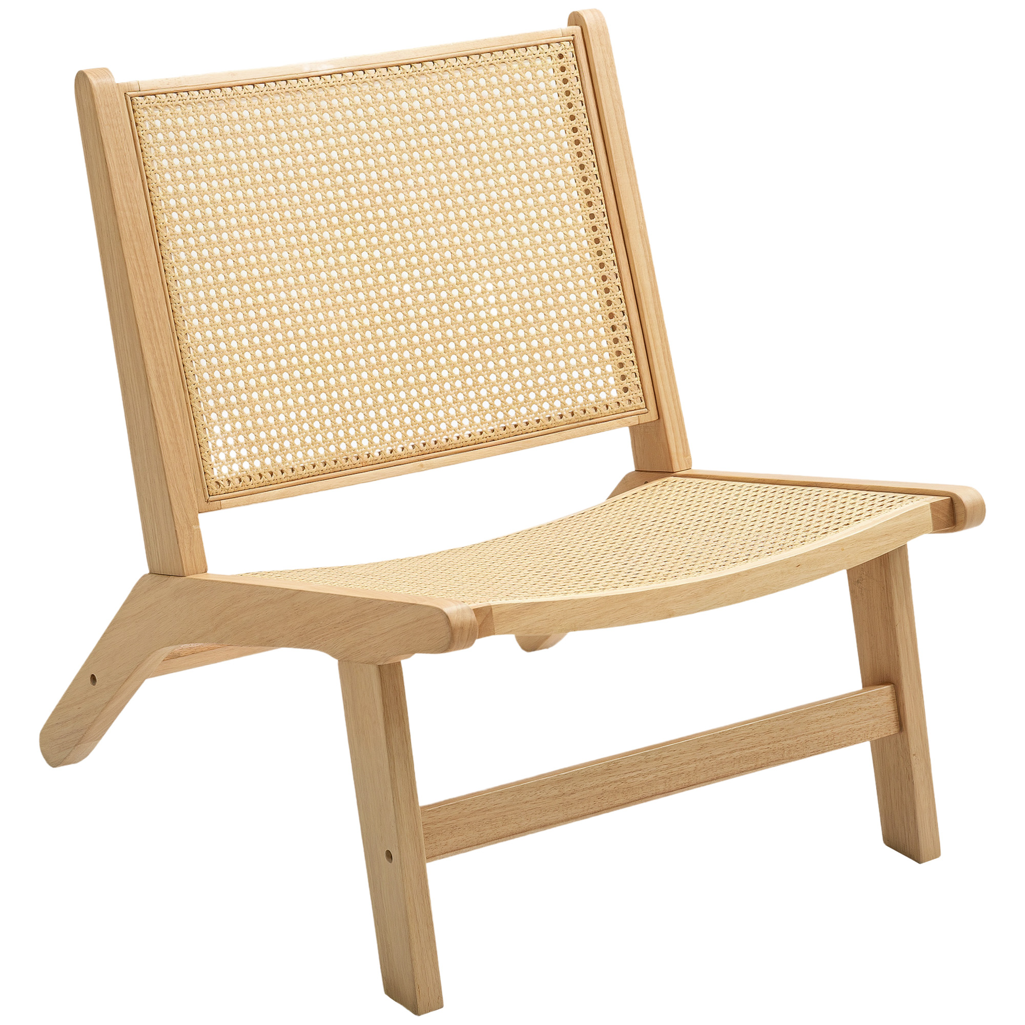HOMCOM Sessel Relaxsessel ohne Armlehne, Stuhl mit Rattan-Rückenlehne, Holz günstig online kaufen