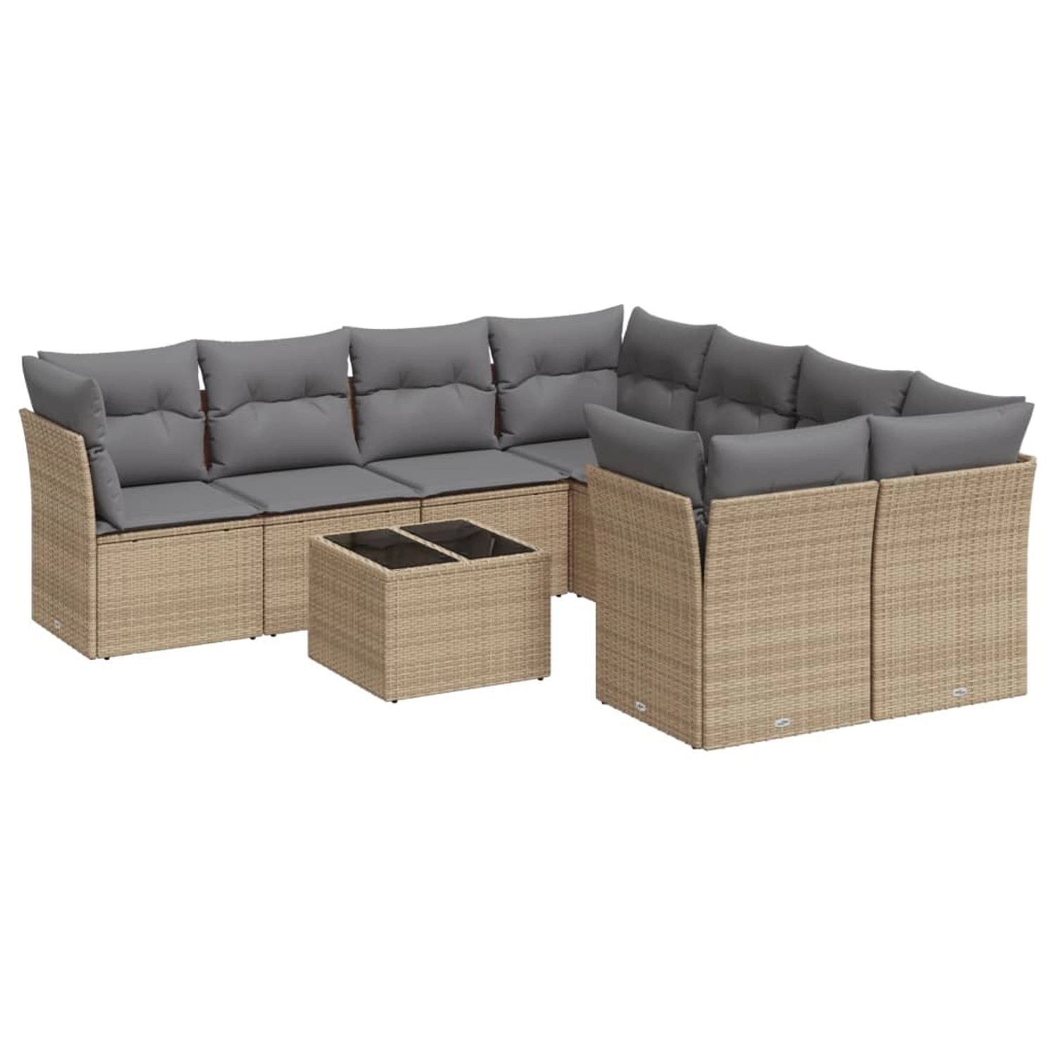 vidaXL 9-Tlg Garten-Sofagarnitur mit Kissen Beige Poly Rattan 3249158 günstig online kaufen