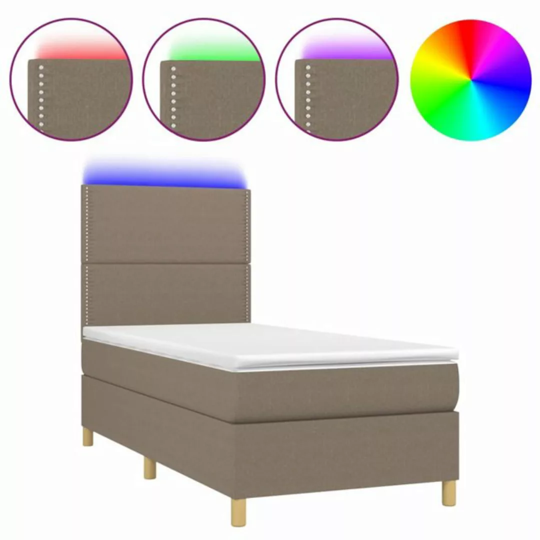 vidaXL Boxspringbett Boxspringbett mit Matratze LED Dunkelbraun 90x200 cm S günstig online kaufen