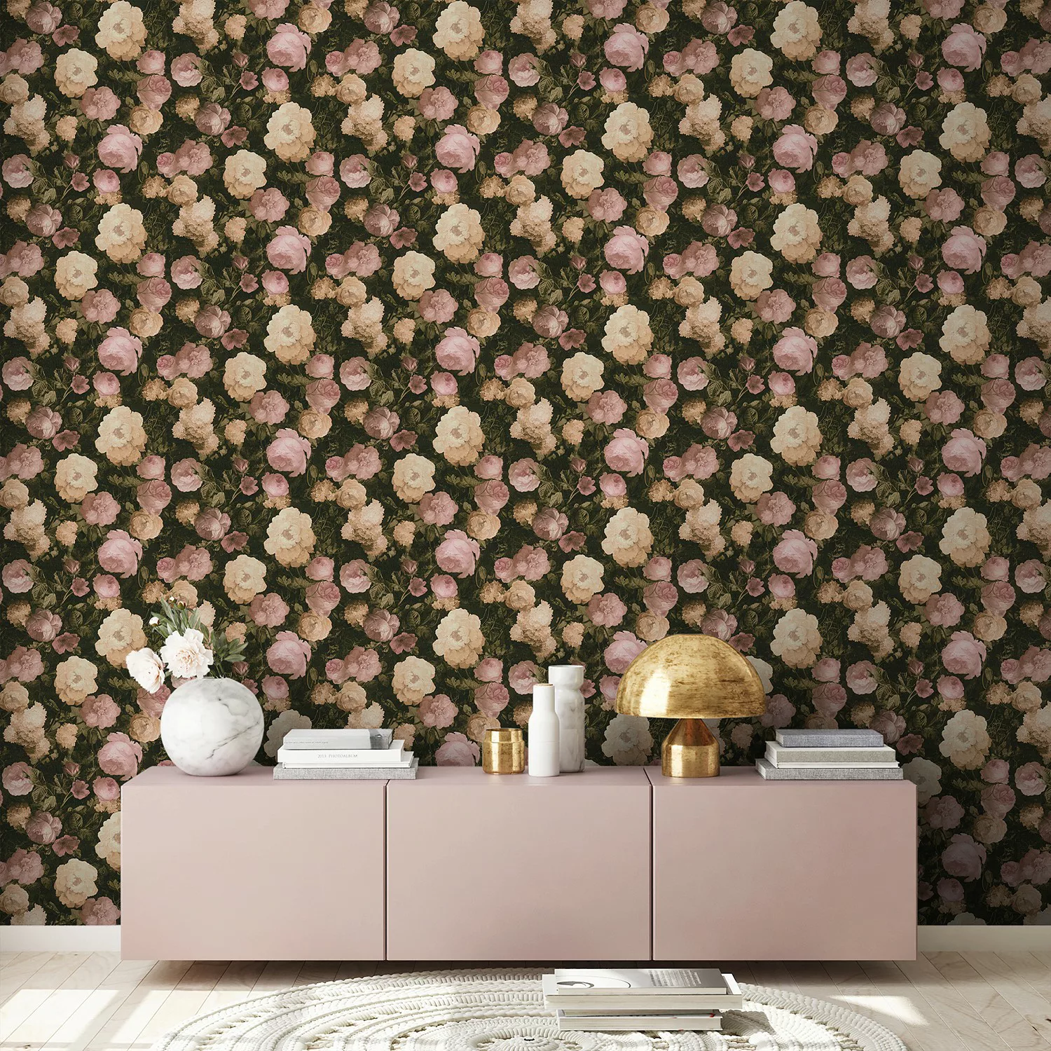 Bricoflor Blumen Tapete für Schlaf und Wohnzimmer Vintage Vliestapete mit P günstig online kaufen
