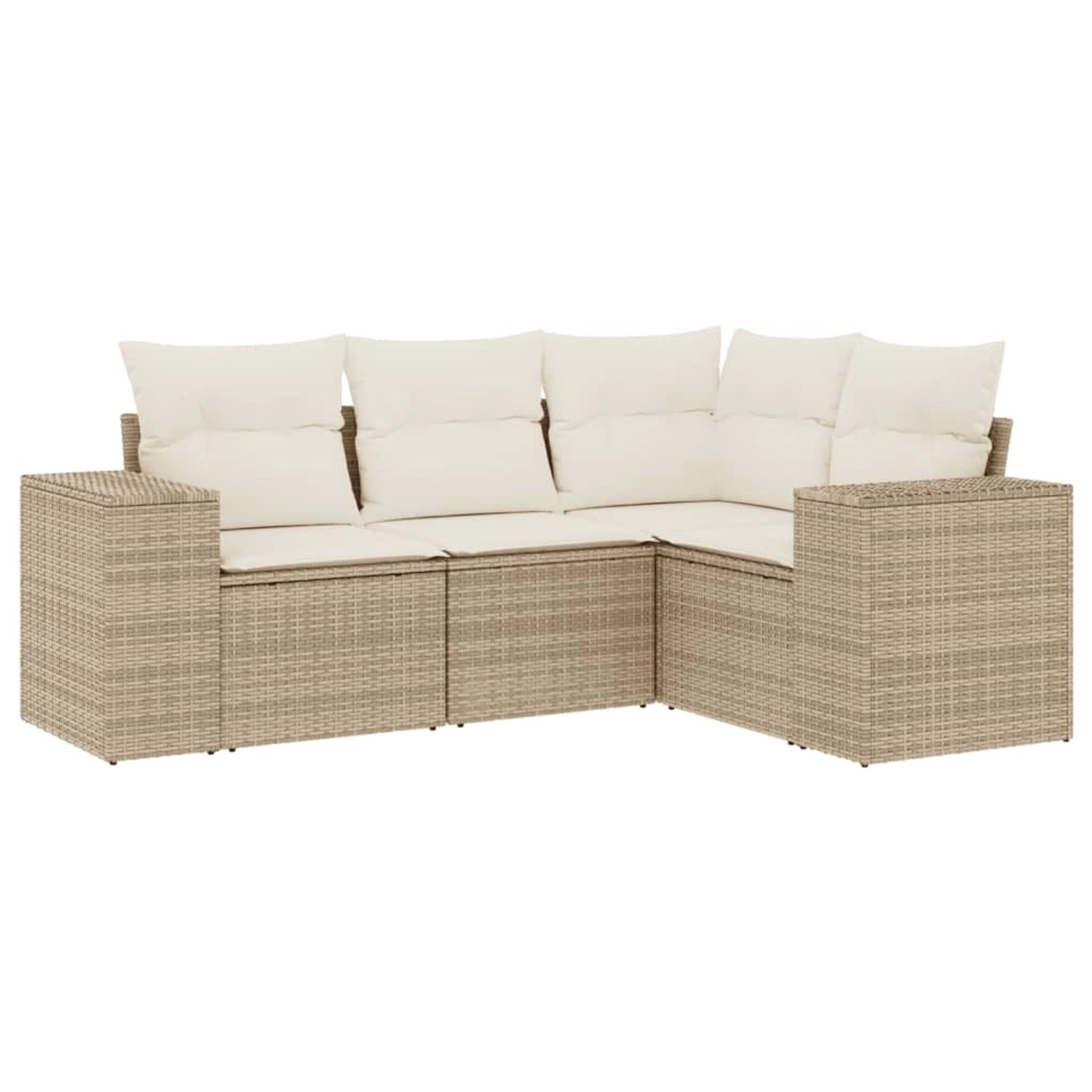 vidaXL 4-Tlg Garten-Sofagarnitur mit Kissen Beige Poly Rattan 3254845 günstig online kaufen