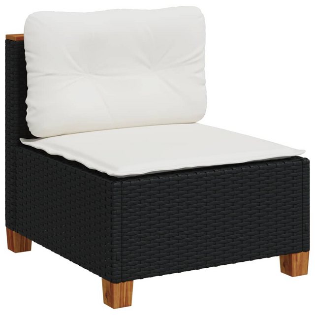 vidaXL Loungesofa Gartensofa ohne Armlehnen mit Kissen Schwarz Poly Rattan, günstig online kaufen