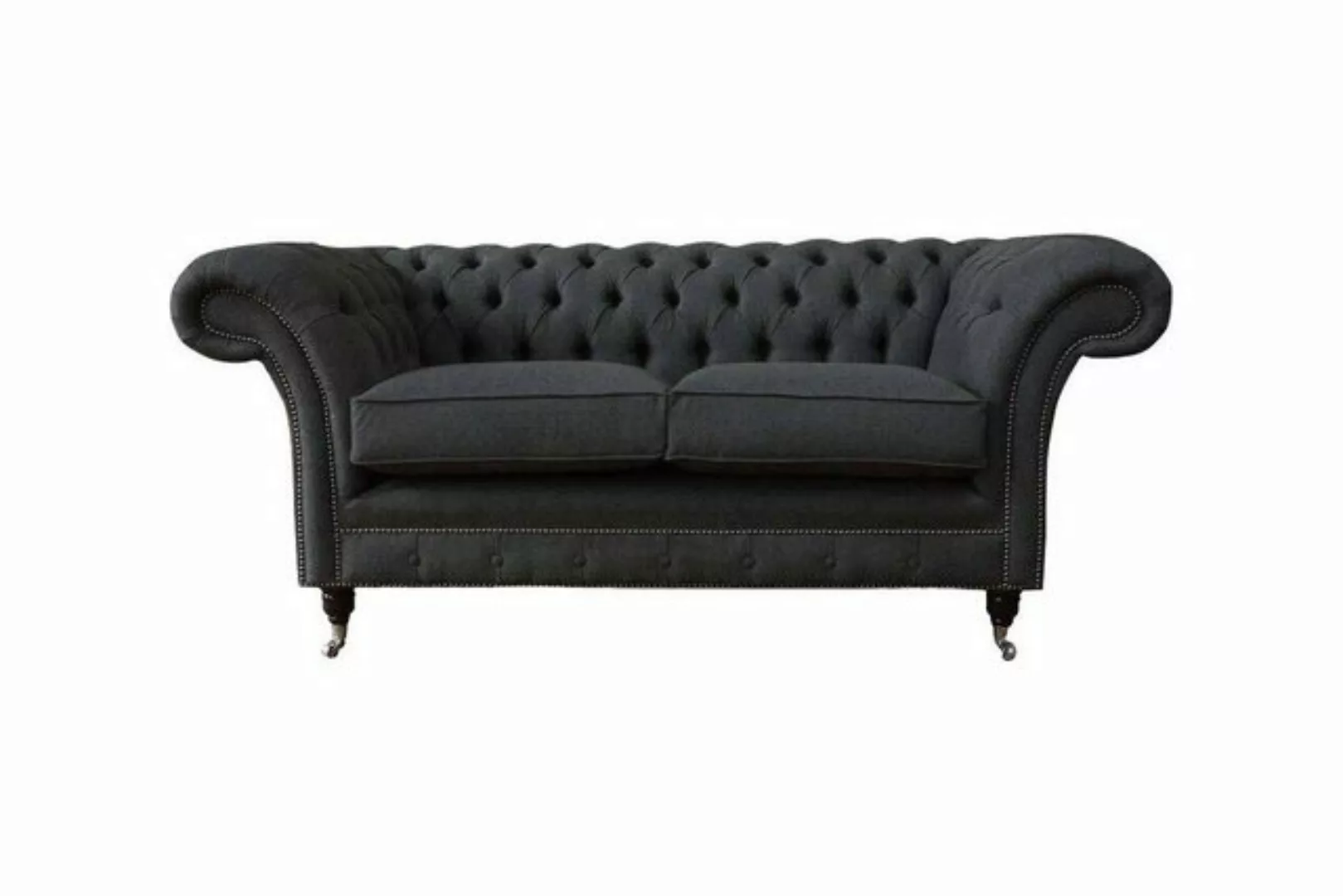 Xlmoebel Sofa Chesterfield Schlafsofa 2-Sitzer Polster Stoff Grau Neu, Herg günstig online kaufen