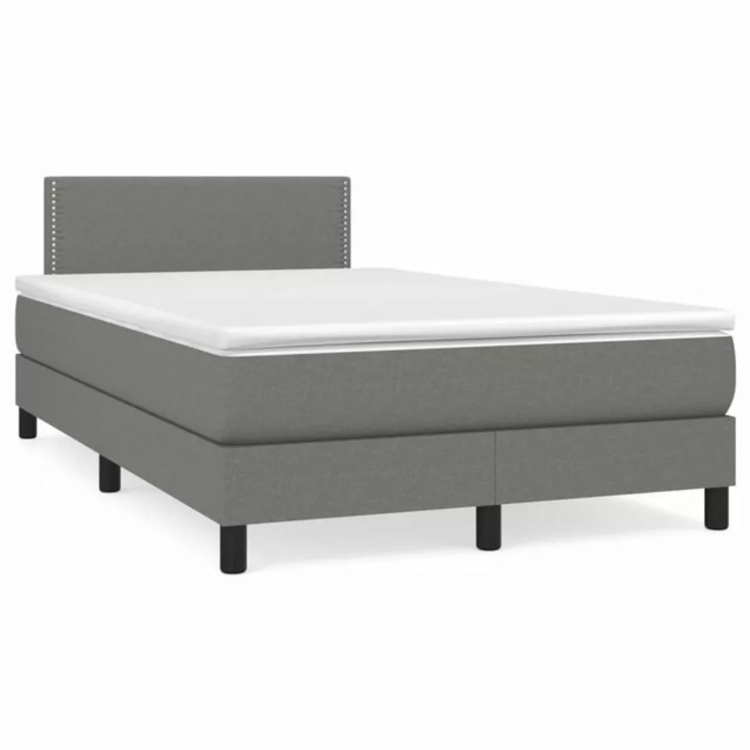 vidaXL Bettgestell Boxspringbett mit Matratze Dunkelgrau 120x200 cm Stoff B günstig online kaufen